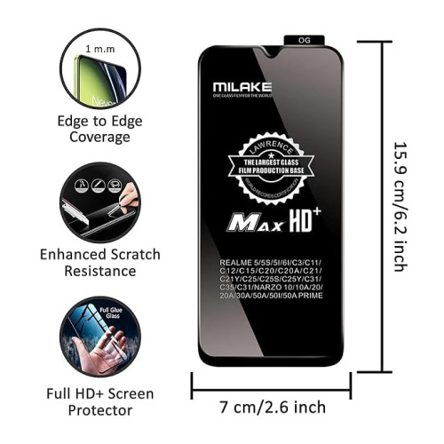 Milake 9H Super Hardness Max HD Temper Glass For  Honor X9 Redmi Note12 Techno Camon 19 Pro Camon19 Pro 5G Realme C55 Poco X5 1+Nord CE3 Lite