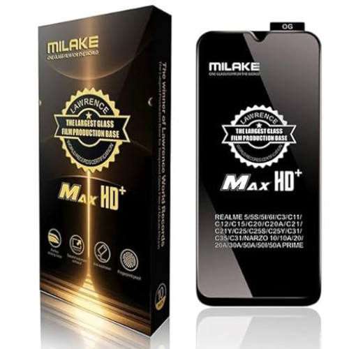 Milake 9H Super Hardness Max HD Temper Glass For Realme 55 Redmi 10 10S 10T C31 C33 C35 Narzo 50  50A 50I V20 V23 Oppo A15S A16 A16E A16K A16S A17 A17K A31