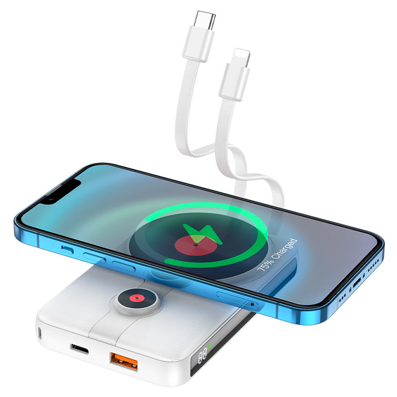 Hoco “J92 Path” Power bank  Wireless Charging + Built-In Cables 10000mAh