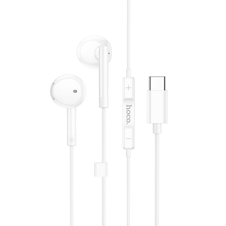 Hoco M95 Type-C Wire Controlled Earphones With Mic & Digital Chip (White)