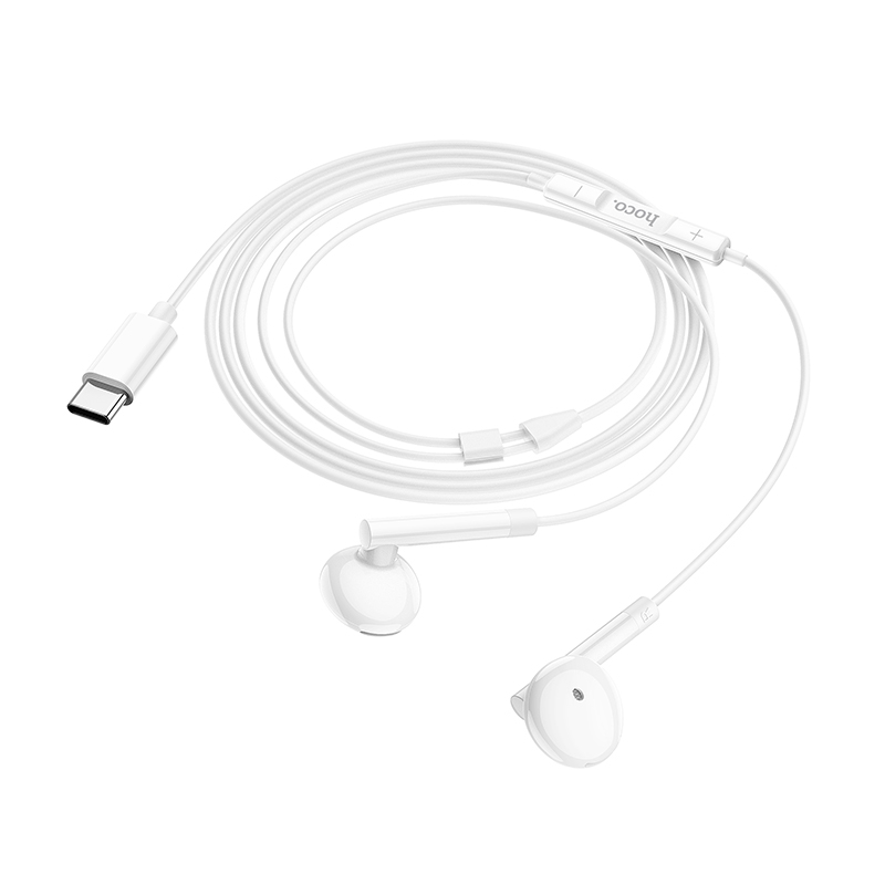 Hoco M95 Type-C Wire Controlled Earphones With Mic & Digital Chip (White)