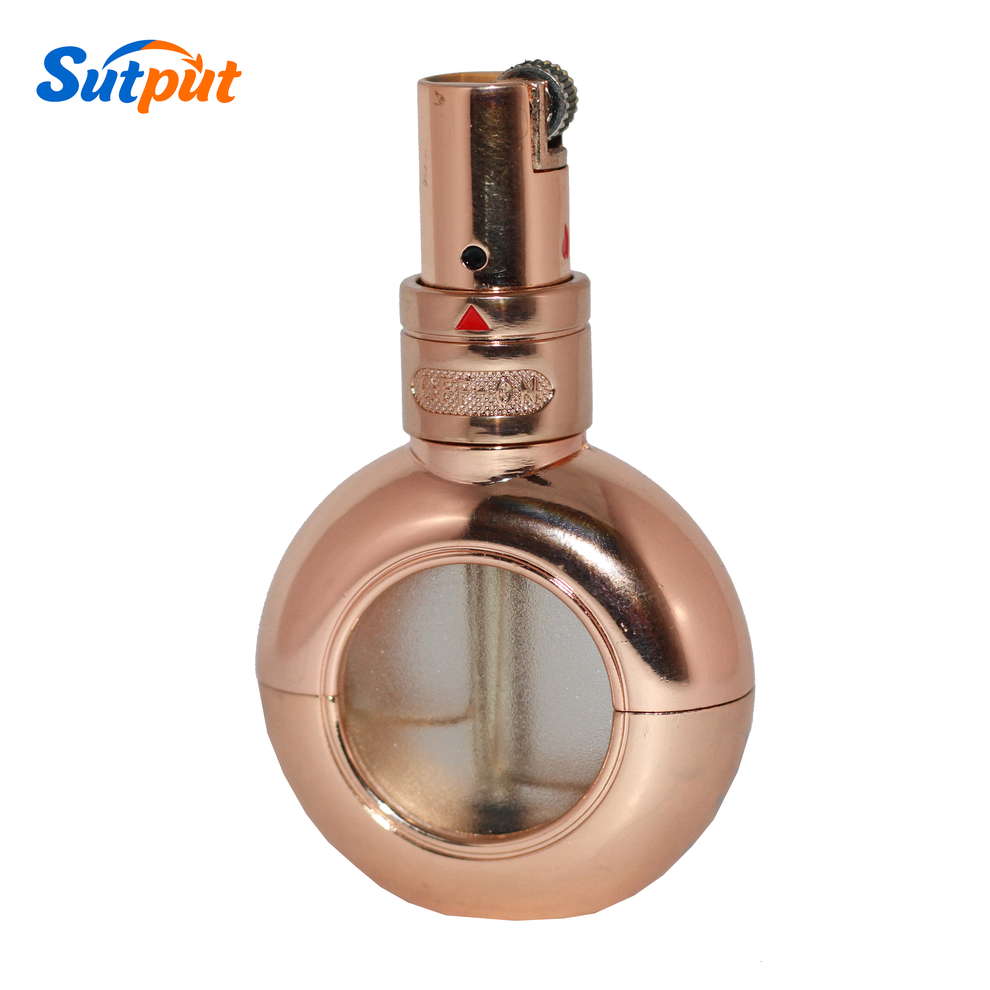 JOBON Lovely Round Perfume Bottle Shaped Mute Zinc Alloy Wheel Butane Cigar Ghost Cigarette Lighter (Golden)