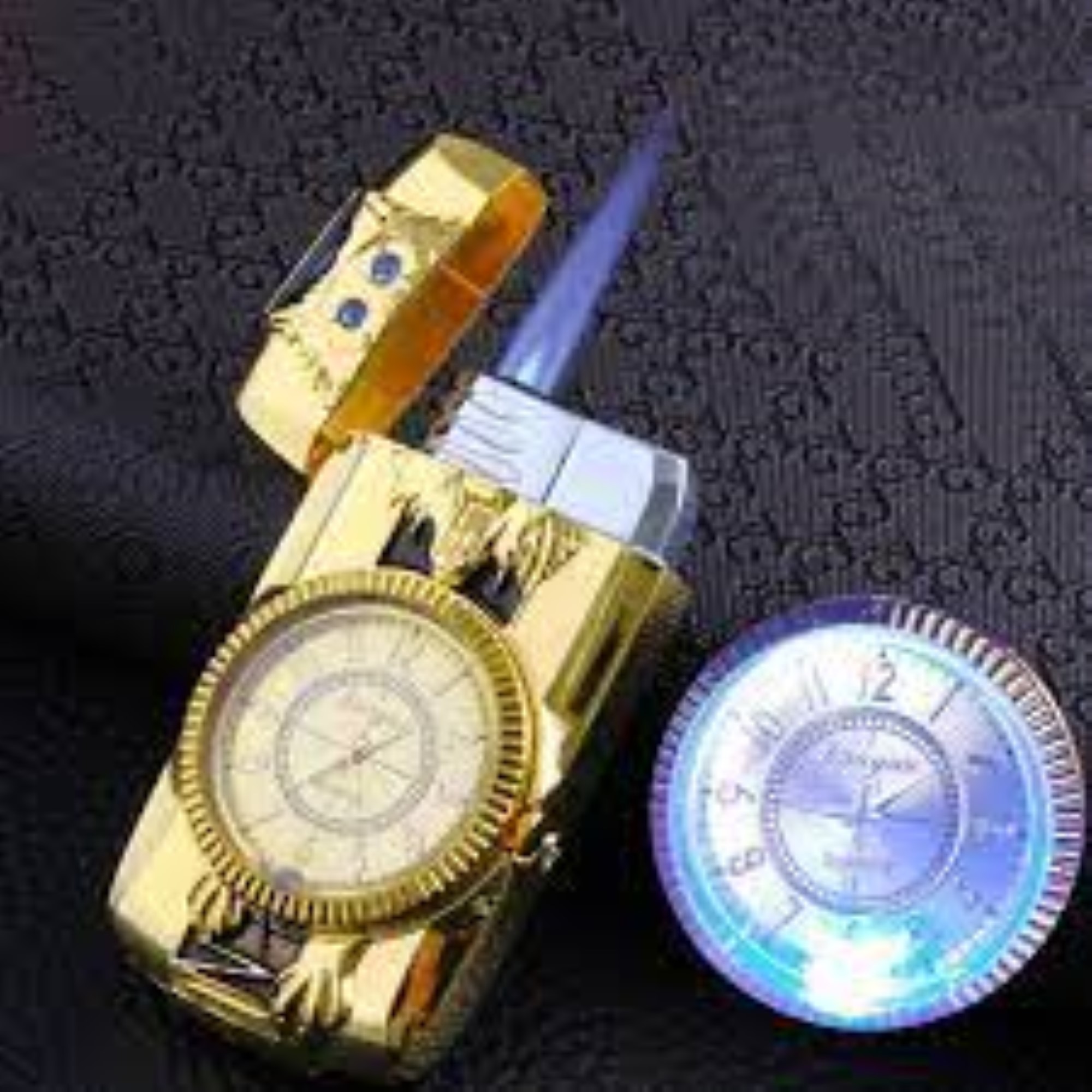 Metal Multifunctional Windproof Jet Torch Gas Lighter Luxurious Gold Quartz Watch Eagle Lighter