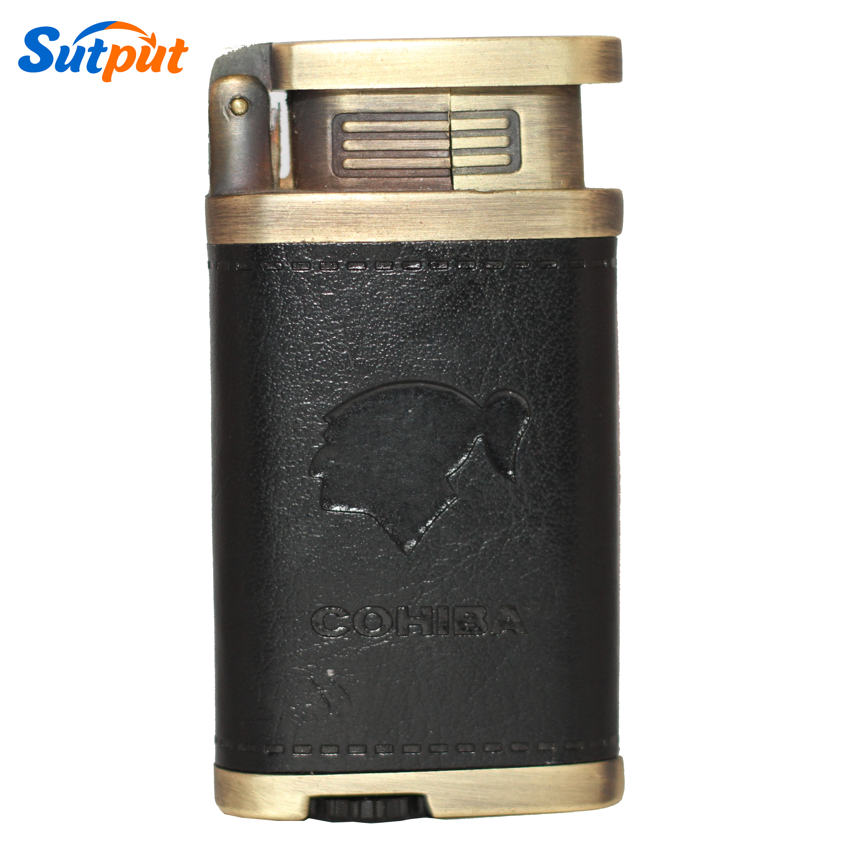 New Cohiba Design Metal And Leather Made Refillable Gas Lighter