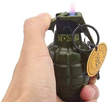 New Military Army Metal Bomb Design Refillable Gas  Pocket Lighter KeyChain