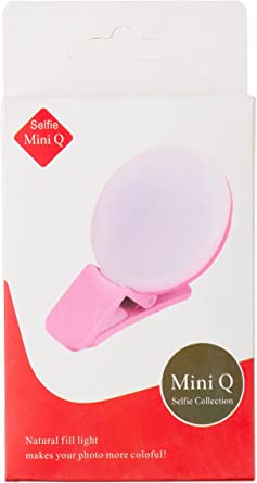 Mini Q Smartphone Selfie Lights,Selfie Light Ring 3-Level Brightness LED,Pink