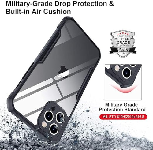 IP 12 Pro XUNDD Case Integrated Camera Cover, Military Grade Drop Tested, Slim Clear Back With Shockproof Soft TPU Bumper Frame Cover