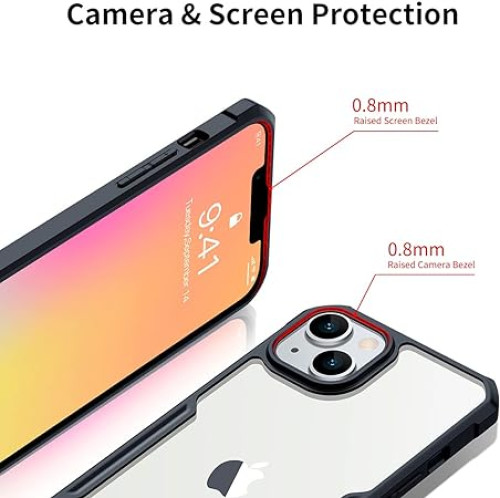 iPhone15 Integrated Camera Protection, Military Grade Drop Tested, Slim Clear Back With Shockproof Soft TPU Bumper Frame Cover