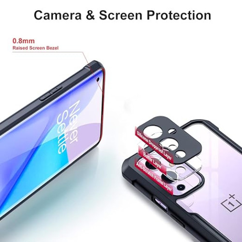 One Plus 9 XUNDD Case Integrated Camera Protection, Military Grade Drop Tested, Slim Clear Back With Shockproof Soft TPU Bumper Frame Cover