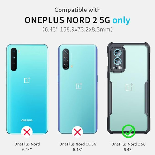 OnePlus Nord 2 5G XUNDD Case Integrated Camera Cover, Military Grade Drop Tested, Slim Clear Back With Shockproof Soft TPU Bumper Frame Cover