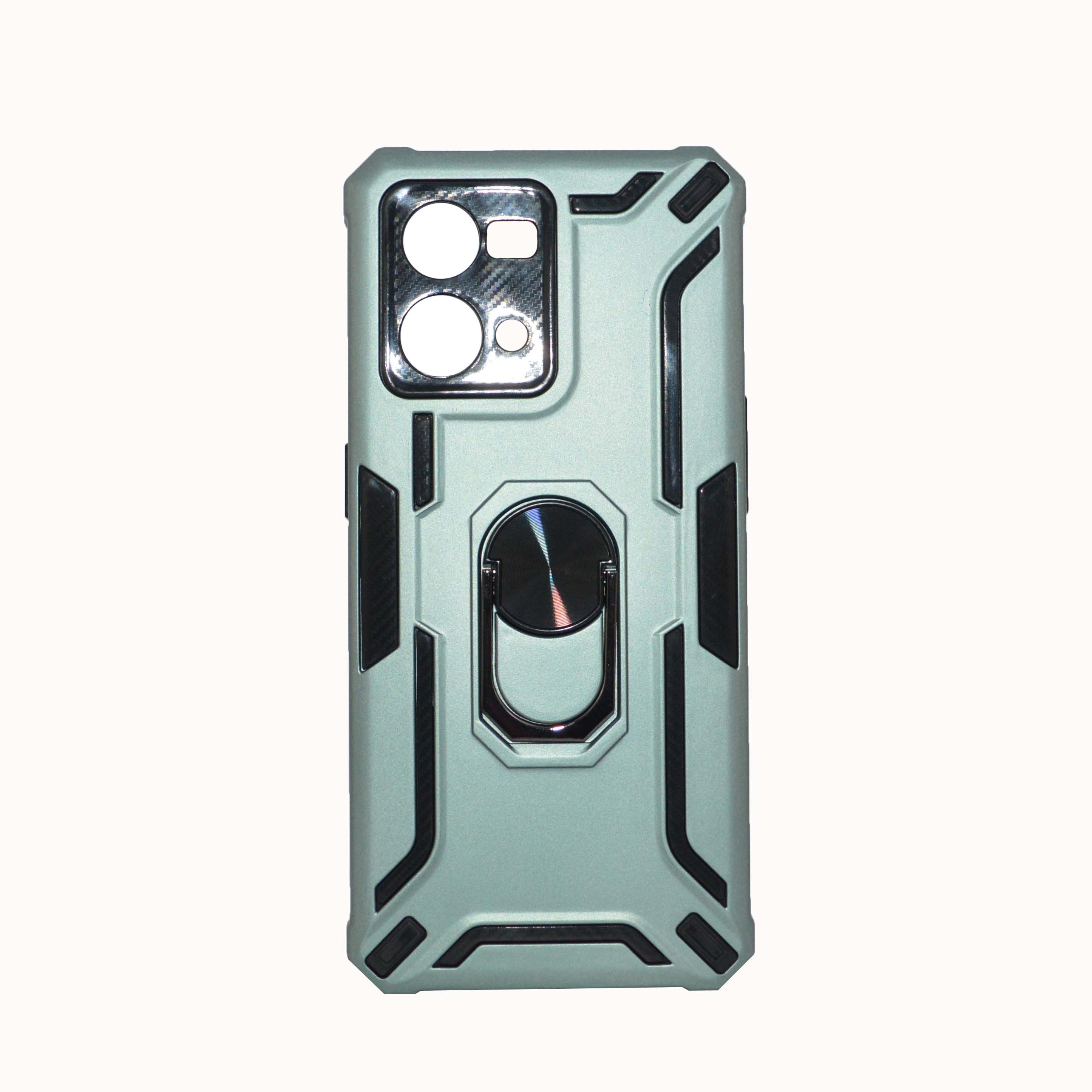 Oppo Reno 7 4G  Green Armor Cover Military Grade Protection Built-in Kickstand Car Holder Mobile Phone Case