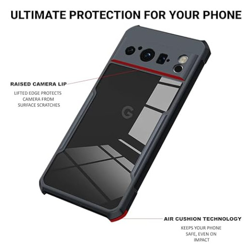 Pixel 8 XUNDD Case Integrated Camera Protection, Military Grade Drop Tested, Slim Clear Back With Shockproof Soft TPU Bumper Frame Cover