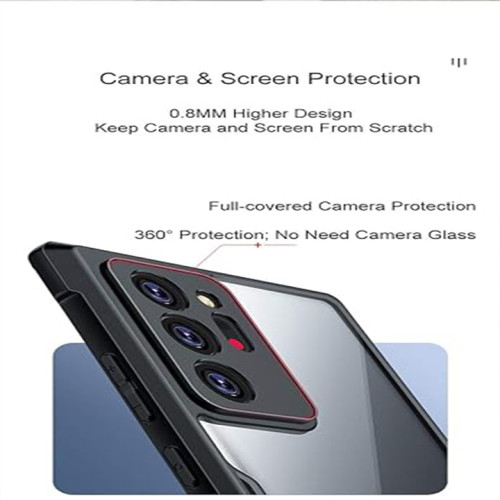 Samsung Galaxy Note 20 Ultra XUNDD Case Integrated Camera Protection, Military Grade Drop Tested, Slim Clear Back With Shockproof Soft TPU Bumper Frame Cover