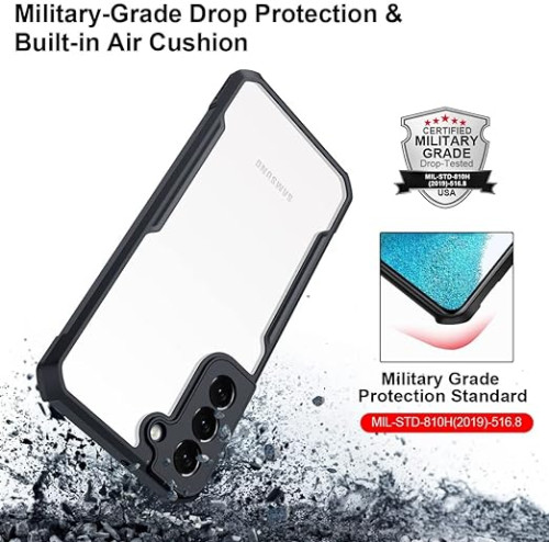 Samsung Galaxy S22 XUNDD Case Integrated Camera Protection, Military Grade Drop Tested, Slim Clear Back With Shockproof Soft TPU Bumper Frame Cover