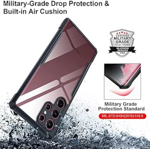 Samsung Galaxy S22 Ultra  XUNDD Case Integrated Camera Protection, Military Grade Drop Tested, Slim Clear Back With Shockproof Soft TPU Bumper Frame Cover