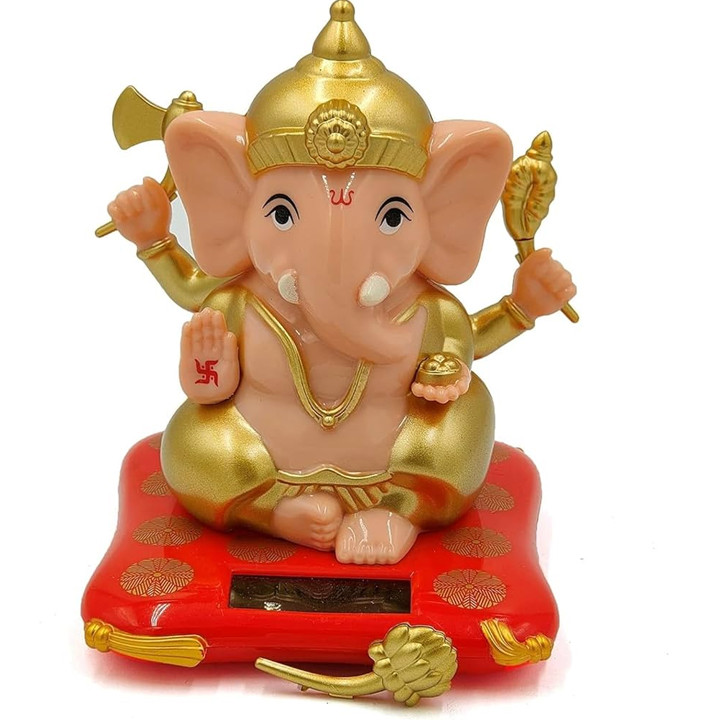 CAAJU Solar Ganesha for car Dashboard Moving Hands Statue for Car, Home and Office Ganpati Bappa Idol for Home Decoration