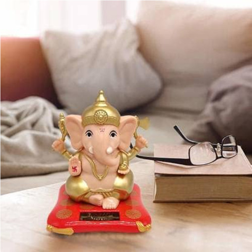 CAAJU Solar Ganesha for car Dashboard Moving Hands Statue for Car, Home and Office Ganpati Bappa Idol for Home Decoration