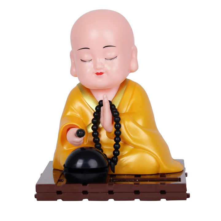 ELL DEE Moving Solar Buddha for Health and Wealth Prosperity Gift Decorative Showpiece for Shop, Home, Office and Car