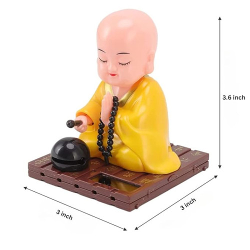 ELL DEE Moving Solar Buddha for Health and Wealth Prosperity Gift Decorative Showpiece for Shop, Home, Office and Car