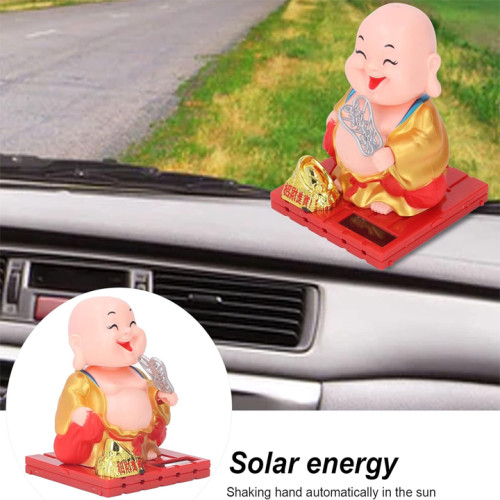 Ketsicart Monk Decoration, Buddha Statue Solar Power Eco Friendly for Indoor (Golden)