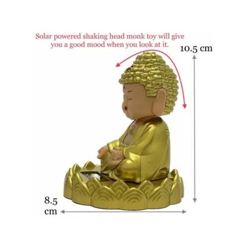 Mini Buddha Solar Powered Head Shaking Statue - 4.5 (Golden)