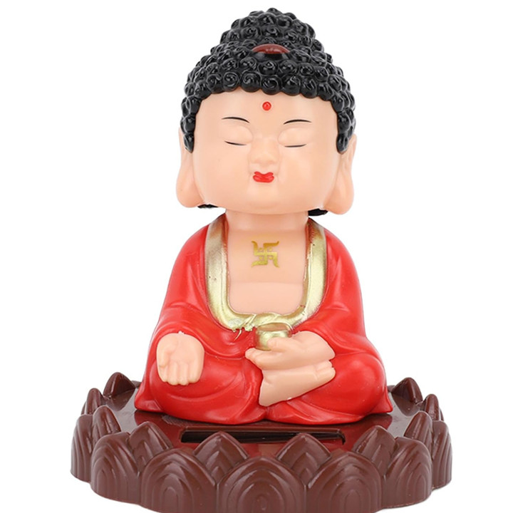 Nodding Monk Figurine, Nodding Buddha Statue Eco Friendly Vivid Widely Used Plastic for Wealth (Red)