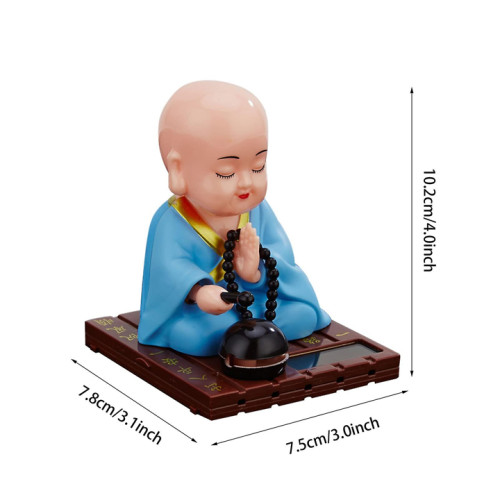 Sun Ornament Wobble Figure Dashboard Solar Dancer Toy Little Buddha Monk Swing Decoration