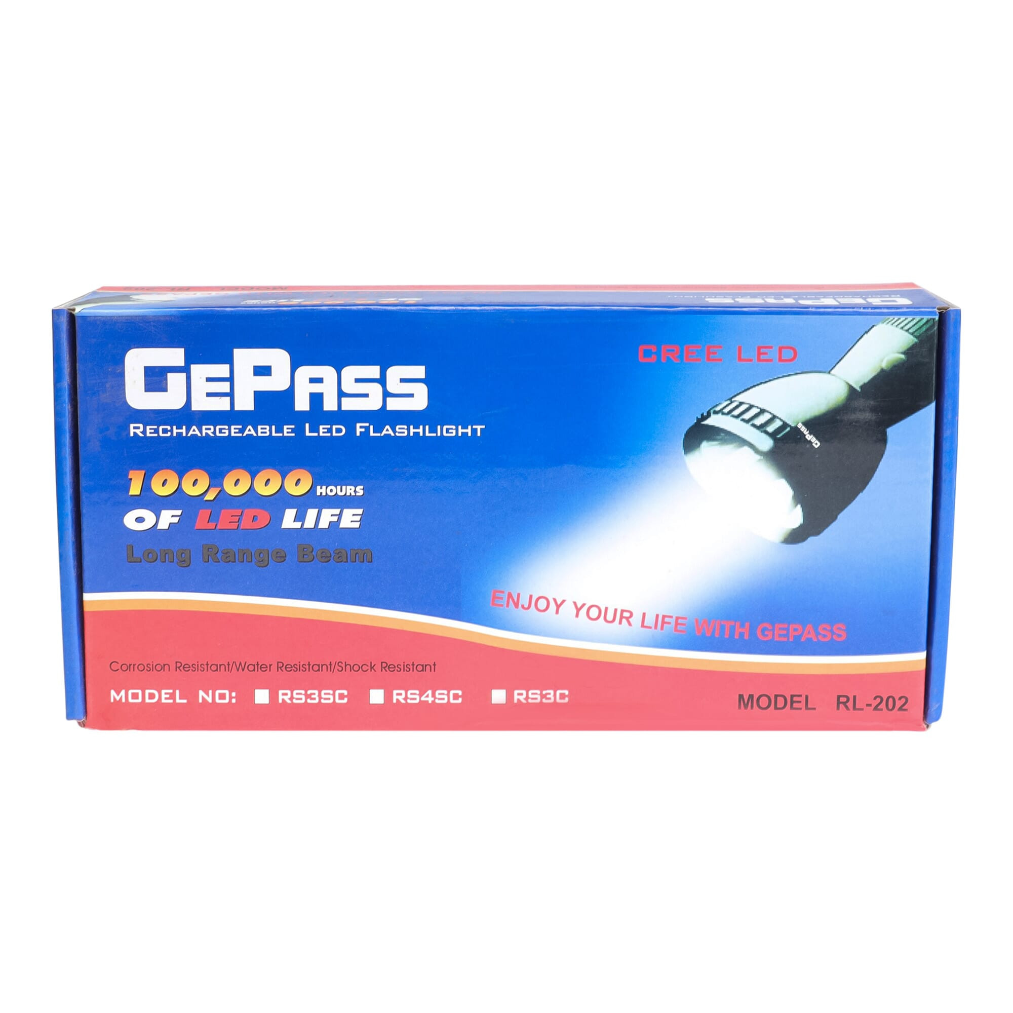 GePass Rechargeable LED Flashlight High Range Torch Flashlight RL-202