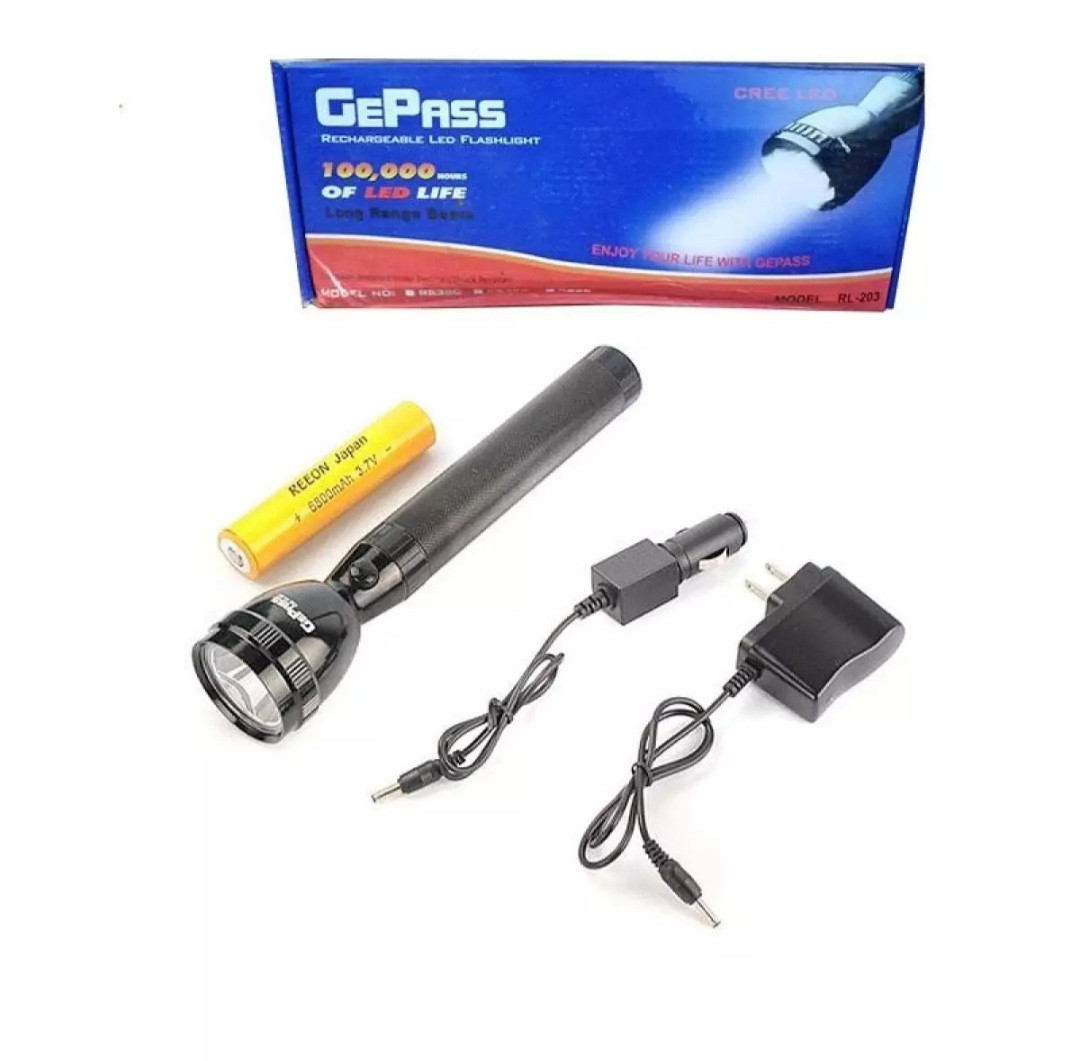 GePass Rechargeable Led, High Range Torch Flashlight R-203