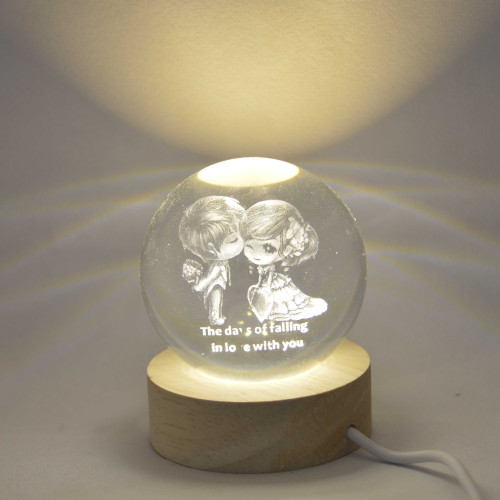 Large Crystal Ball For Cute Couple Bedside Light Holiday Gift 3D Lamp Home Decor for Bedroom