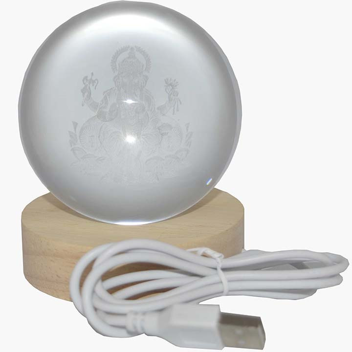 Large Crystal Ball For Ganesh In Flower Bedside Light Holiday Gift 3D Lamp Home Decor for Bedroom