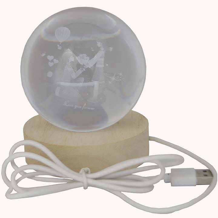 Large Crystal Ball For Two Lovers Bedside Light Holiday Gift 3D Lamp Home Decor for Bedroom