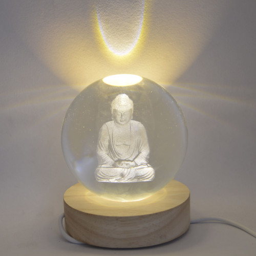 Small Crystal Ball For Buddha Bedside Light Holiday Gift 3D Lamp Home Decor for Bedroom