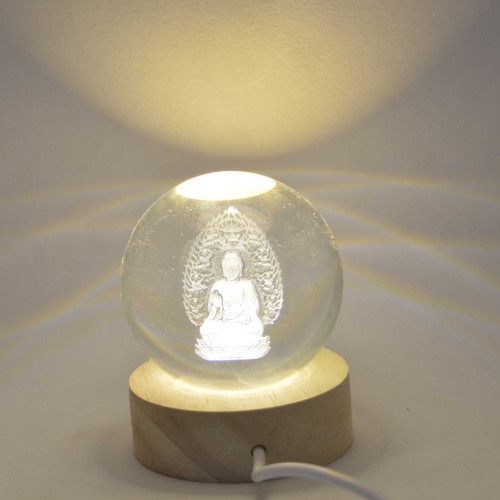 Small Crystal Ball For Little Buddha Bedside Light Holiday Gift 3D Lamp Home Decor for Bedroom