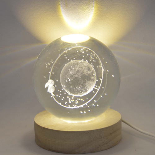 Small Crystal Ball For Satellite Bedside Light Holiday Gift 3D Lamp Home Decor for Bedroom