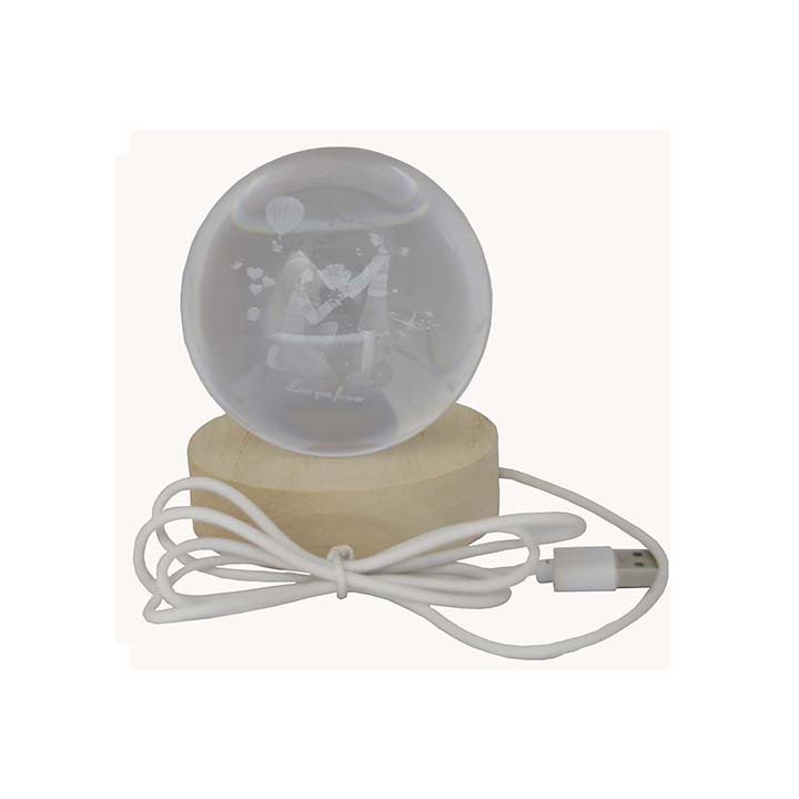 Small Crystal Ball For Two Lovers Bedside Light Holiday Gift 3D Lamp Home Decor for Bedroom