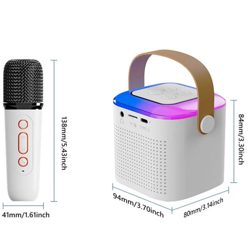 Bluetooth Speaker with Wireless Microphone, Y1 Bass 6W Treble