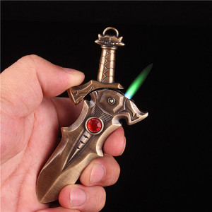 Creative knife Sword Model Windproof Green Flame Gas Lighter