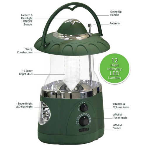 Multifunctional Radio Camping Lantern, Battery Powered, LED Lantern, Tent Light, Perfect Lantern Flashlight for Hurricane, Emergency, Survival Kits, Hiking, Fishing, Home Decor