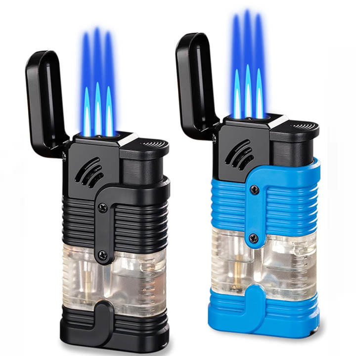 Triple Jet Flame Butane, Refillable Butane Gas And Windproof Adjustable 3 Flame Lighters for Candle Kitchen Family Use