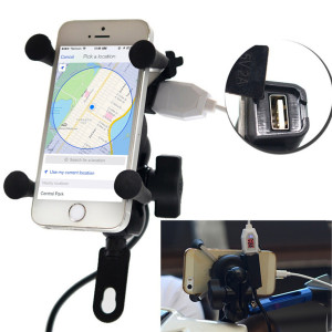 Universal Multi-function 5V Mobile Phone Charging Bracket Holder Mobile Holder GPS Holder for Bike and Scooter