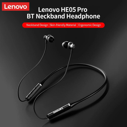 Lenovo HE05 Bluetooth 5.0 Wireless IPX5 Waterproof Noise Cancelling Earphones Magnetic Neckband Earphones Sport Earbuds With Mic