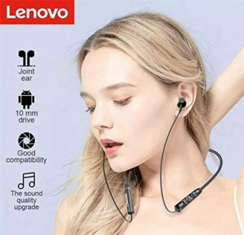 Lenovo QE03 V5.0 Wireless Neckband Bluetooth Headphone Sports Stereo Earbuds Magnetic in-ear Earphones Headset for All Phones - Black