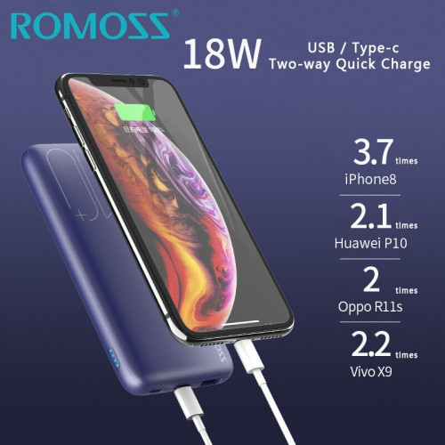 Romoss Wireless Power Bank Type-C Two Way Quick Charger 10000mAh WSL10 18W Fast Charging 10W Wireless Fast Charging