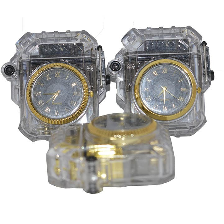 Waterproof Cigarettes Lighter COB Light With Upgrated Quartz Watch and Double Arc Lighter Cigarette Accessories