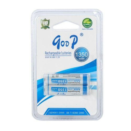 Goop AAA Sized 1350mAh Ni-MH 1.2V Rechargeable Battery 2 Pcs (1 Pair), Up to 1100 Cycles