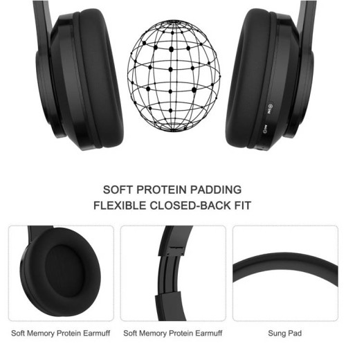 Wireless Bluetooth Headphones Over Ear 5.0,Built-in HD Mic, HiFi Stereo Sound, Deep Bass, Memory Foam Ear Cups for Phone/PC