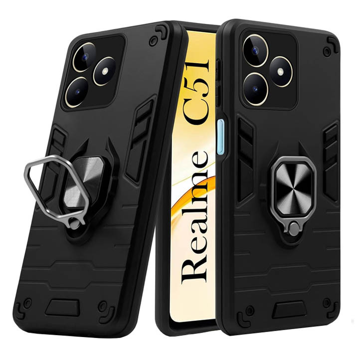 Realme C51 Armor Integration Camera protection, Support Magnetic Car Mounts, Stylish Dual Layer Hard PC Back Cover