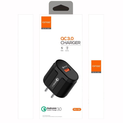 Micro Romaa RQ-02 Fast Charging Qualcomm 3.0 Fast Charger with cable