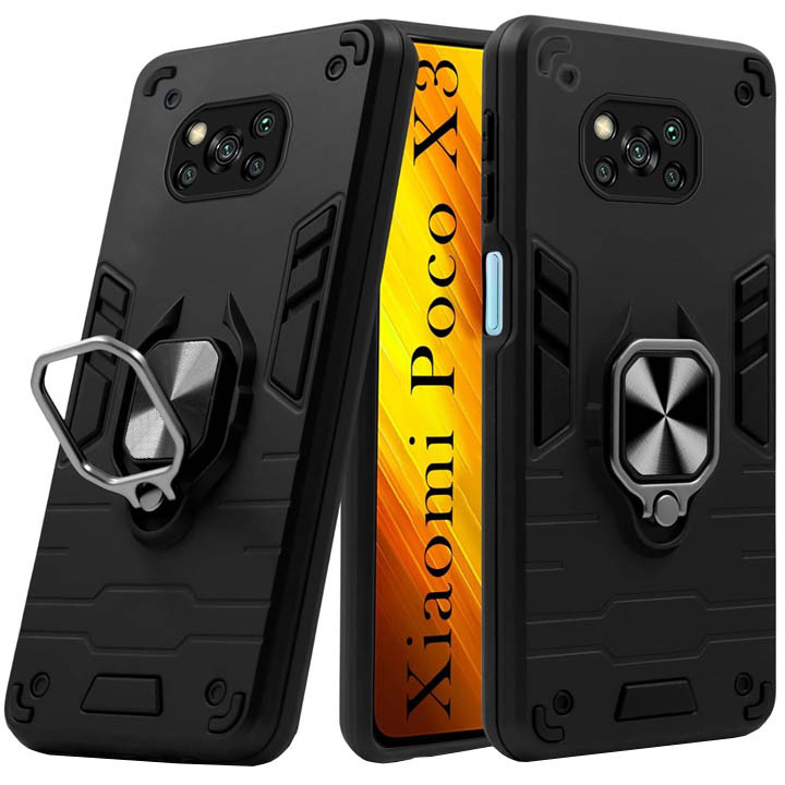 Poco X3 Armor Integration Camera protection, Support Magnetic Car Mounts, Stylish Dual Layer Hard PC Back Cover